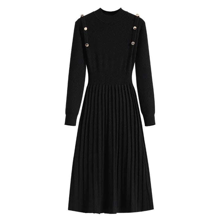 Fall Winter Knitted Solid Sweater Dresses For Women Fashion Elegant Long Sleeve Pullover Knitwears Maxi Dresses Koeran Vestidos