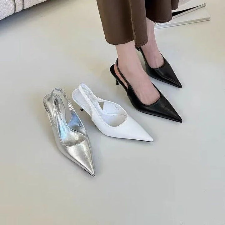 2026 New White Slingback Kitten Heels Women Elegant Pointed Toe Back Strap Pumps Office Lady Party Dress Shoes