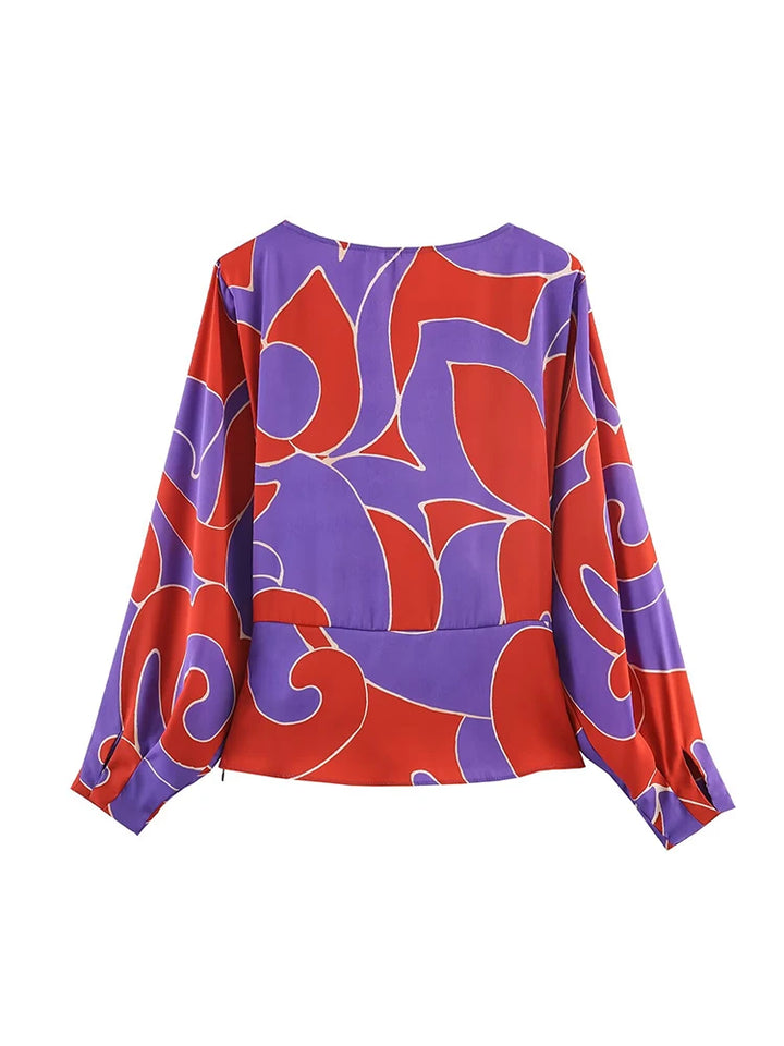Sexy Women V Neck Shirt Blouse Office Long Sleeve Spring Summer Fashion Elegant Printed Shirt 2026 New Female Vintage Tops