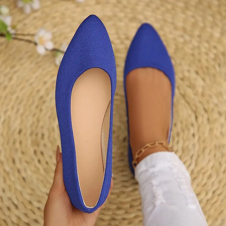 Women Pointed Toe Ballet Flats, Slip‑On Casual Flat Shoes, Multiple Bright Colors Available