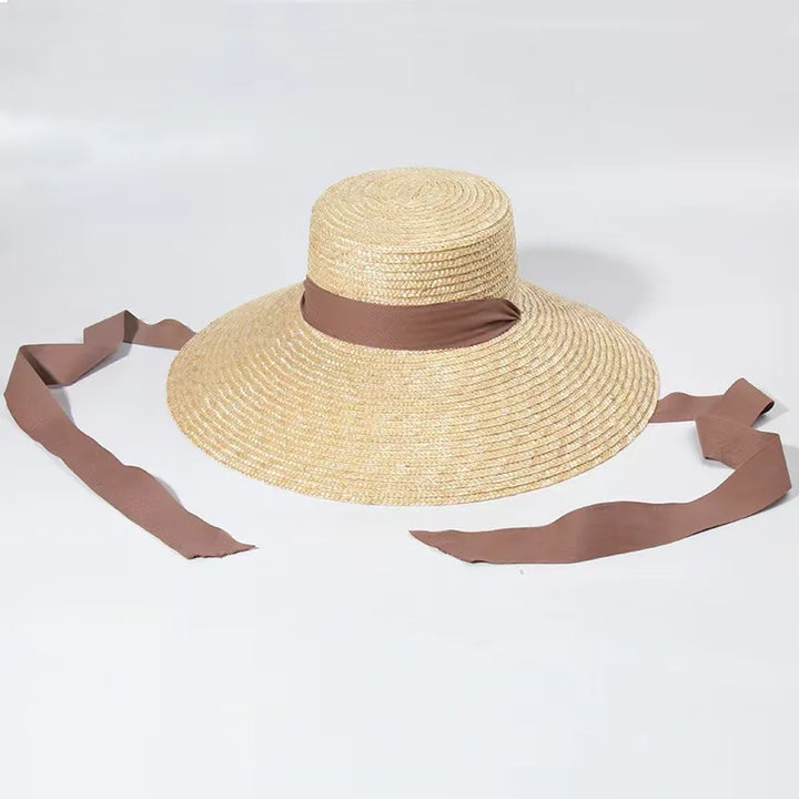 Women Wide Brim Straw Hat with Chin Strap Summer Sun Hats UV Sun Protection Beach Hat Wind Lanyard UPF Derby Travel Hat
