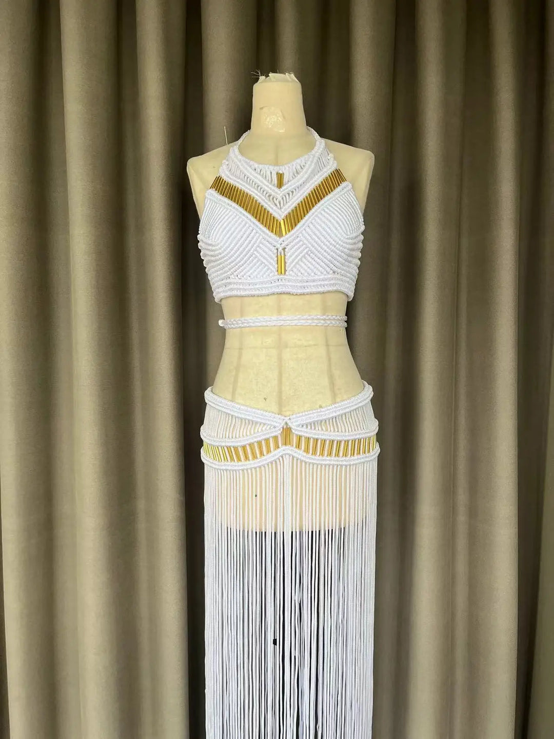 Beachapche Crochet Knitted Women Beach Cover Ups  Tassel Macrame Long Maxi Dress Backless Vestidos Customizable