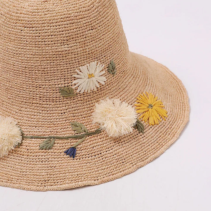Raffia Straw Hats for Female Summer Version of The Sunscreen Wide Brim Beach Seaside Vacation Foldable Sun Cap Sombrero Hombre