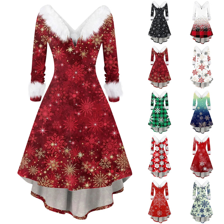 Christmas Dress Winter Ladies Christmas Printed Dress Party Dress Festive Vintage Casual Dress Christmas Day Atmosphere Clothing