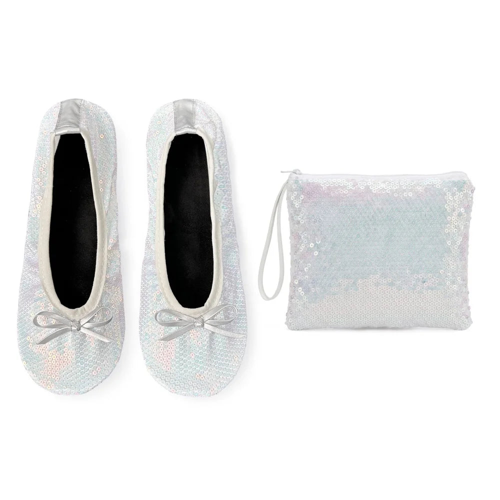 Foldable Ballet Flats Women Soft Portable Fold Up Travel Slip On Shoes Lightweight Fold Mini Flat Shoes with Carry Bag