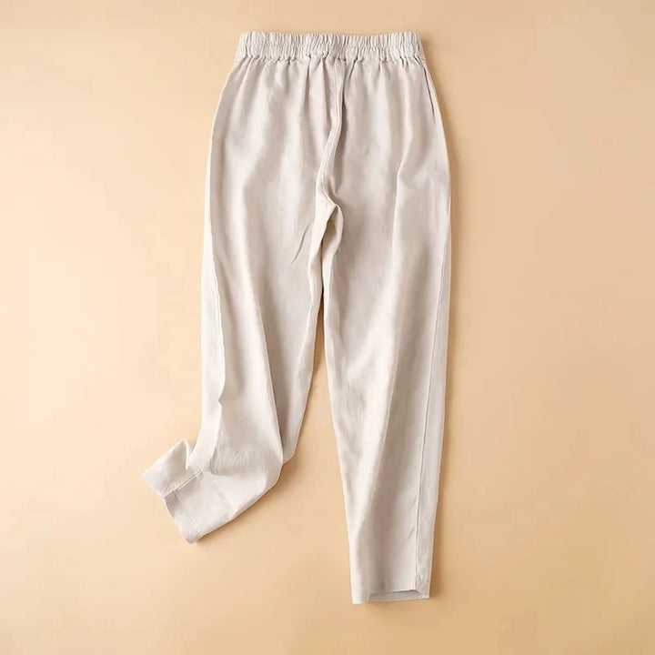 Women Linen Pants Summer New Casual High Waist Cotton Linen Pants Female Casual Loose Draped Cropped Straight Harem Trousers