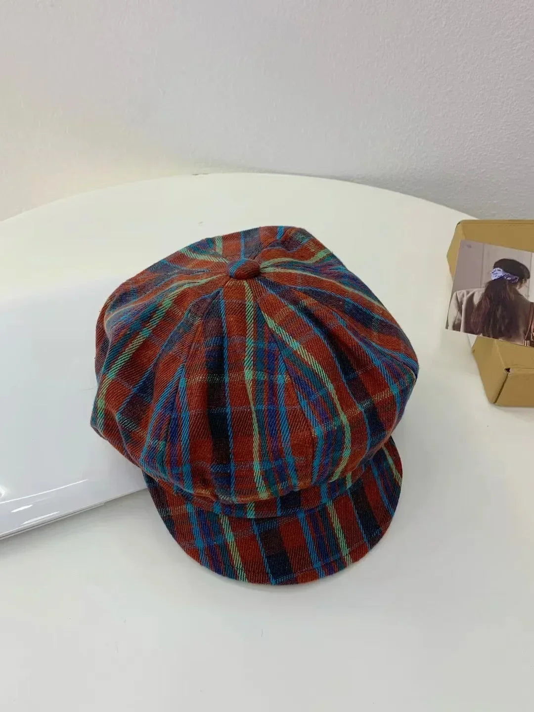 2025 Vintage Plaid Newsboy Cap - 8-Panel British Baker Boy Hat for Women, Slimming Face Retro Flat Cap