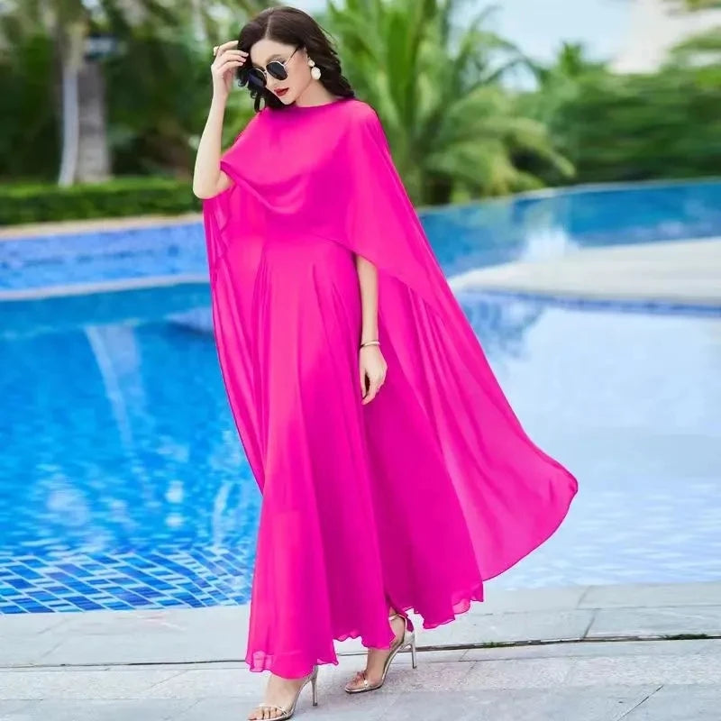 Women Long Sleeve Dress White Chiffon Spring Vintage Casual Fashion Maxi Dresses For Elegant Luxury Prom Clothes 2024 New