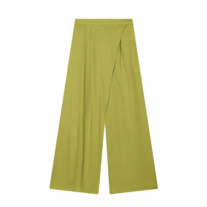 Women Wide Leg Pants Office Women Pockets Pleated Long Trousers Fashion Female Casual Spring Summer Streetwear Pants