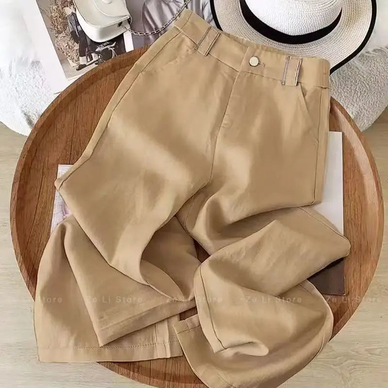 Linen Casual Straight-leg Pants Women&