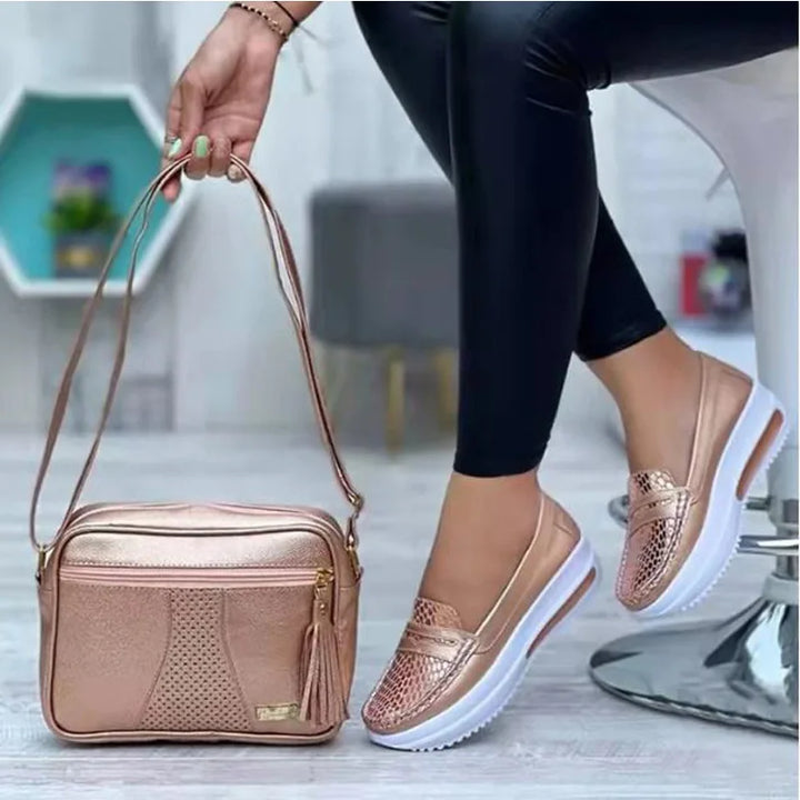 Women Sneakers Leather Fashion Wedge Breathable Zapatos De Mujer Women breathable sports shoes Platform casual shoes for Women
