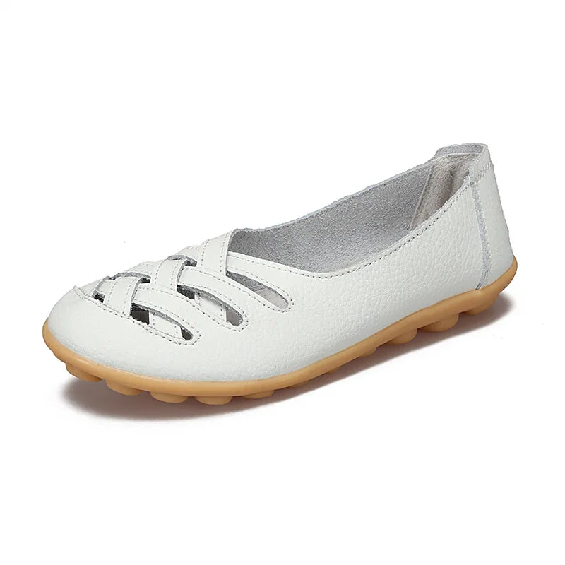 Flats for Women Comfortable Genuine Leather Flat Shoes Woman Slipony Loafers Ballet Shoes Female Moccasins Big Size 34-44
