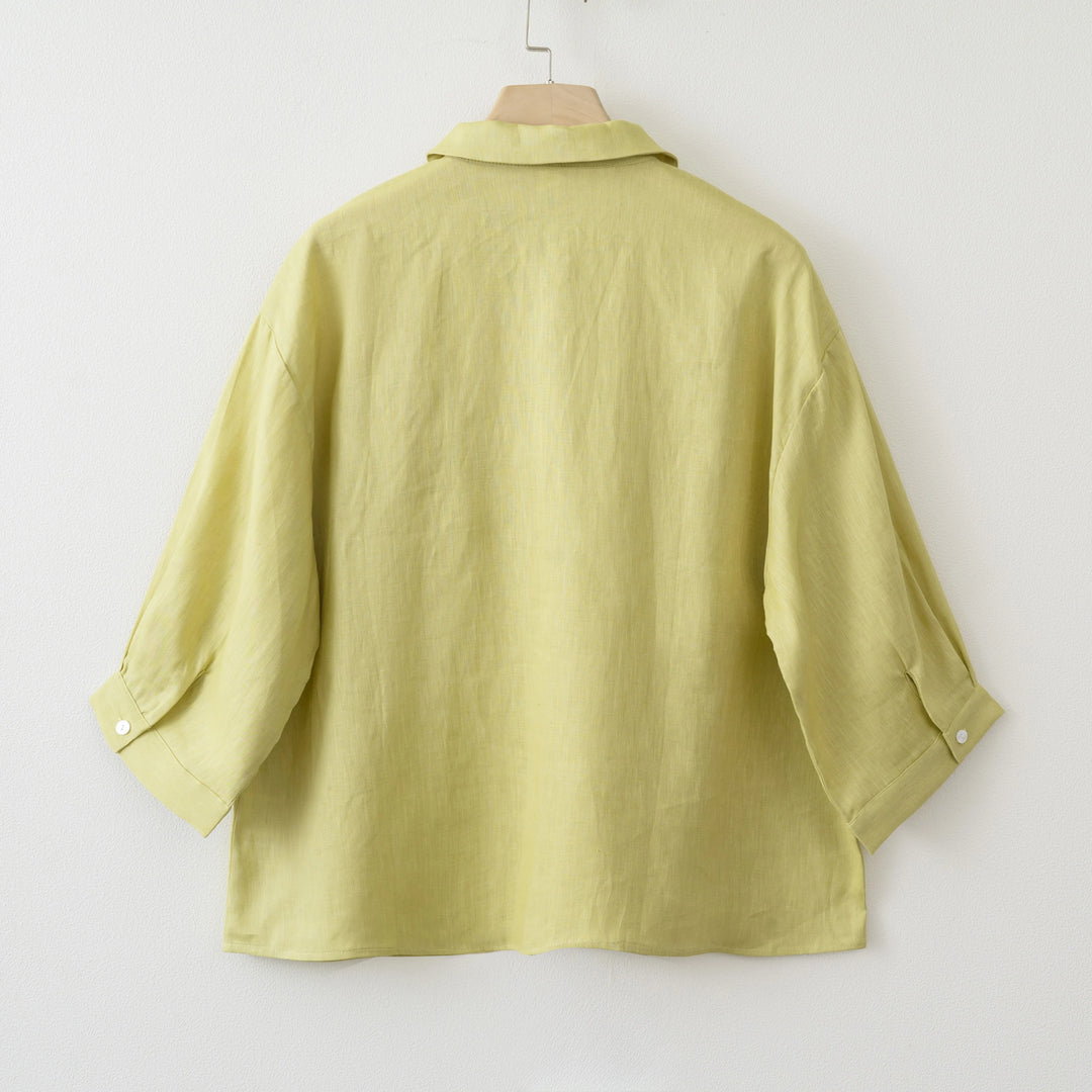 Women 2025 Summer Casual Linen Blouse Shorts Sets
