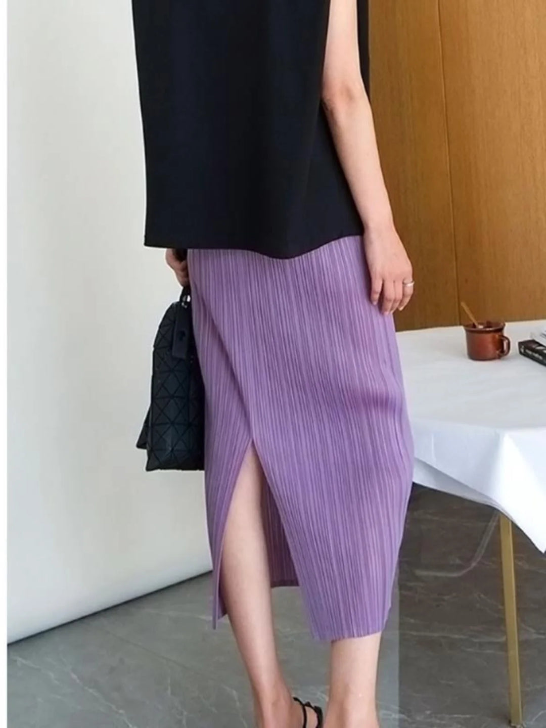 High Waist Pleated Skirt Women&