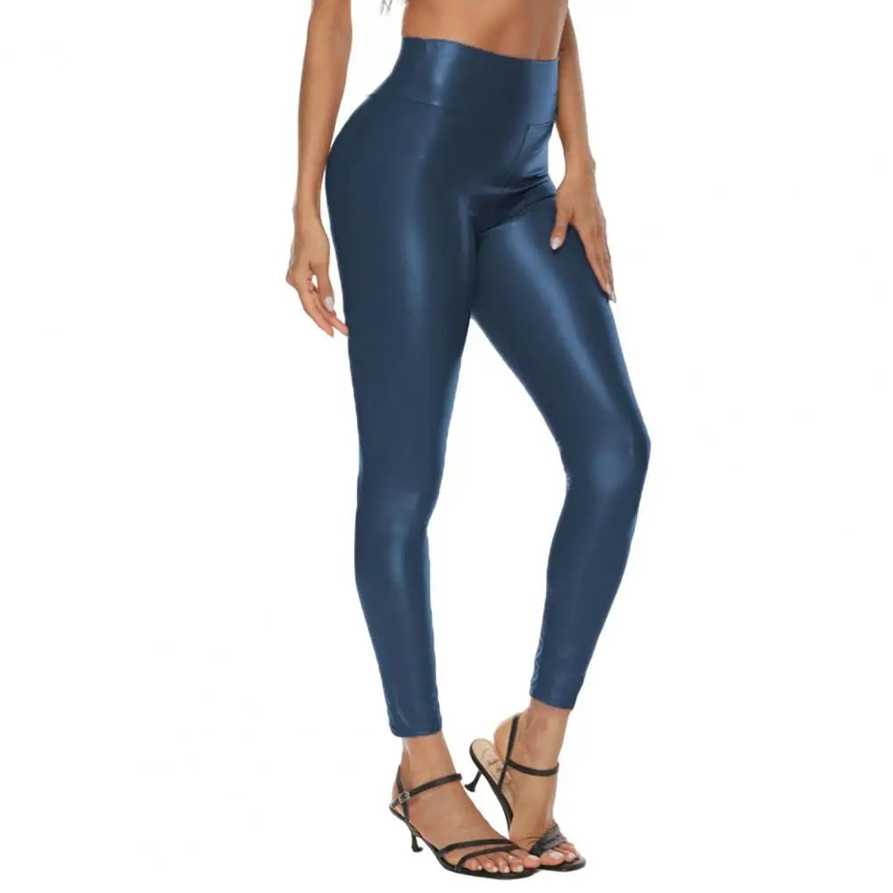 Tight-fitting Faux Leather Leggings Faux Leather Pants High Elasticity Tight Fit High Waist Long Trousers Hip Lifting Leggings