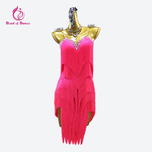 Women's Evening Dress Latin Dance Costume Party Competition Adult Prom Girls Stage Fringed Outfits Sport Suit practice Dancewear