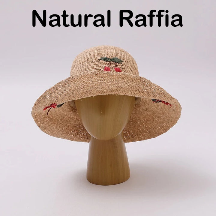 Raffia Straw Hats for Female Summer Version of The Sunscreen Wide Brim Beach Seaside Vacation Foldable Sun Cap Sombrero Hombre