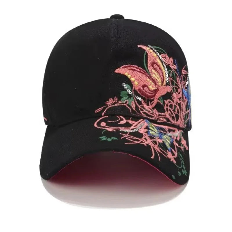 Cute Baseball Cap for Women Butterfly Embroidered Cotton Snapback Hats Girls Outdoor Casual Sun Protection Gorras Running Bonnet