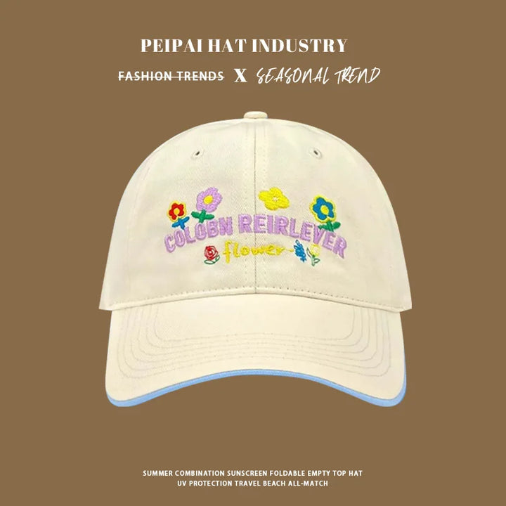 2025 New Fashion Baseball Caps for Women Embroidery Flower Sweet Girl Spring Summer Casual Hat Lovely Sun Cap y2k hats