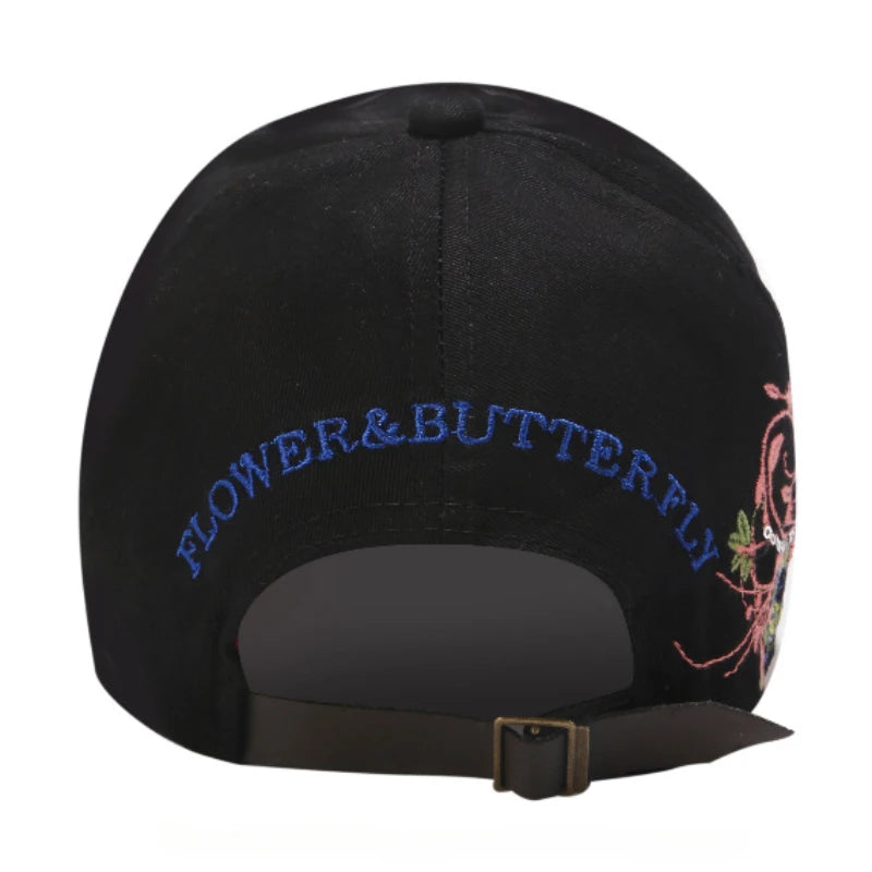 Cute Baseball Cap for Women Butterfly Embroidered Cotton Snapback Hats Girls Outdoor Casual Sun Protection Gorras Running Bonnet