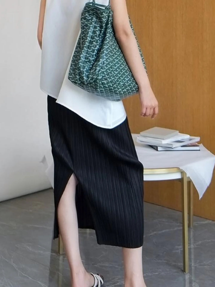 High Waist Pleated Skirt Women&