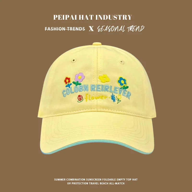 2025 New Fashion Baseball Caps for Women Embroidery Flower Sweet Girl Spring Summer Casual Hat Lovely Sun Cap y2k hats