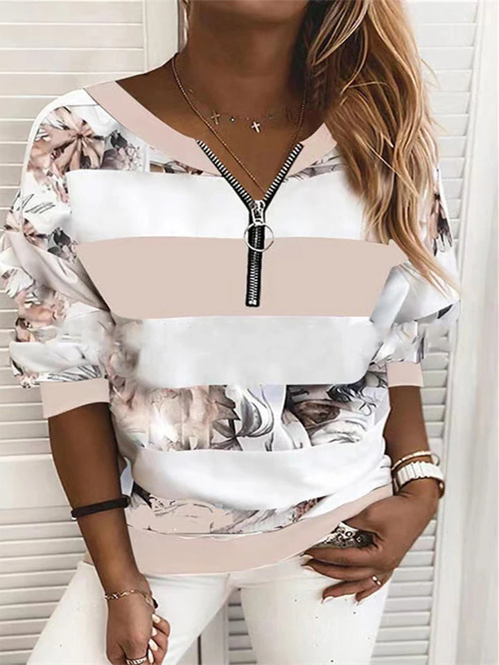 V-Neck Long Sleeve Pullover Women&
