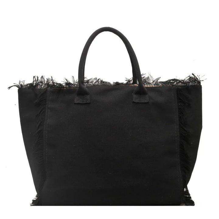 2025 Women Tote Bag For Travel Beach Bag Large Capacity Shoulder Commuter Bags Hand-tassel Denim Print Tassel Spliced Handbags