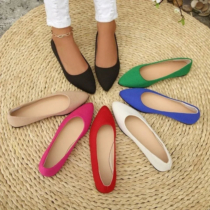 Women Pointed Toe Ballet Flats, Slip‑On Casual Flat Shoes, Multiple Bright Colors Available