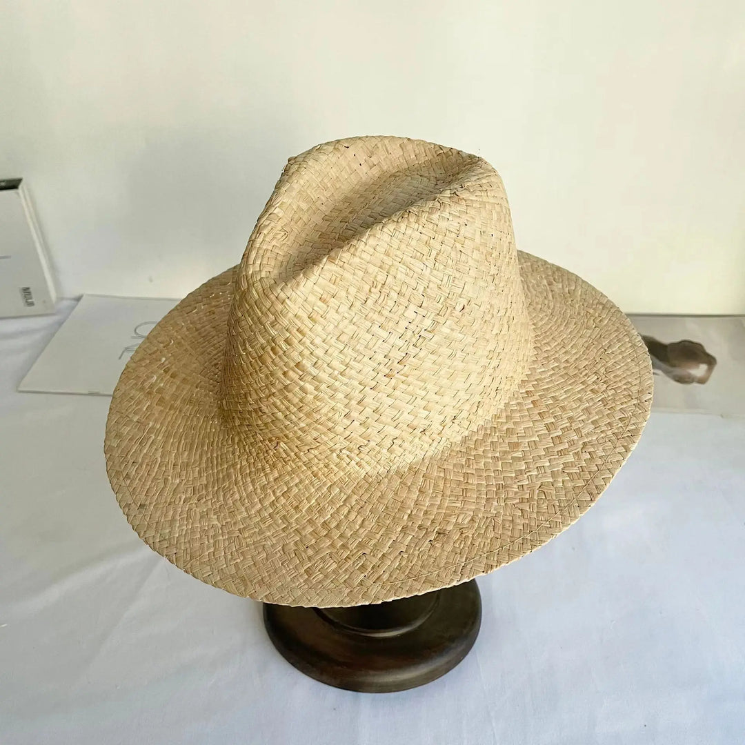 Large Brim Straw Hat Raffia Hand-woven Pattern Straw Hat Sun Protection Beach Sun Hat Women&