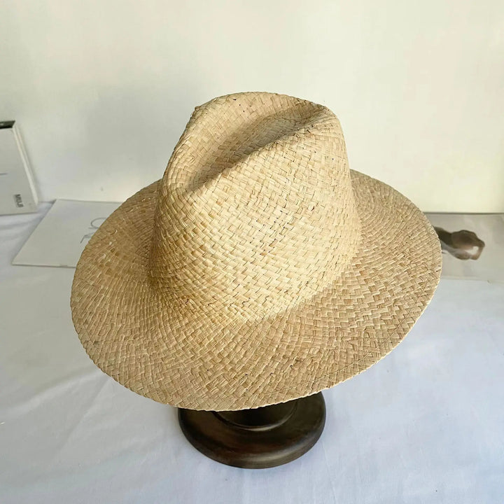Large Brim Straw Hat Raffia Hand-woven Pattern Straw Hat Sun Protection Beach Sun Hat Women&