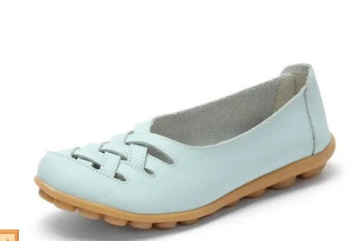 Flats for Women Comfortable Genuine Leather Flat Shoes Woman Slipony Loafers Ballet Shoes Female Moccasins Big Size 34-44