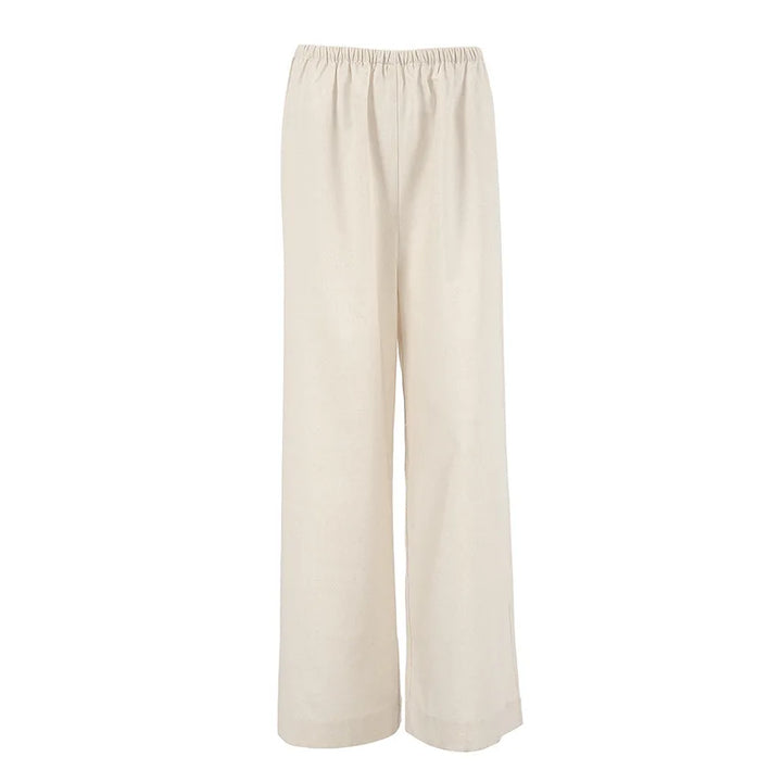 2025 Summer Linen Wide Leg Pants Women Casual Loose Pocket Trousers Office Commuter