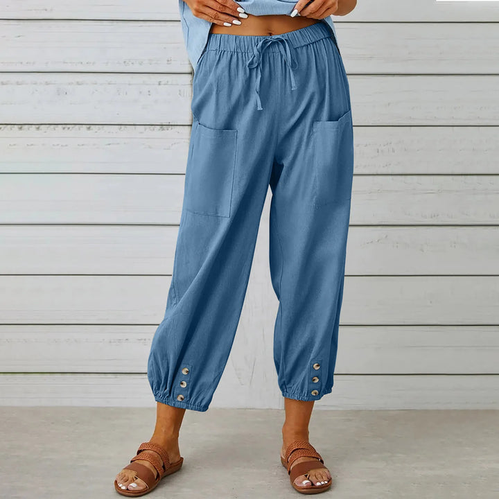 Women Cotton Linen Pants 2025 Autumn Solid Color Elastic Waist Loose Straight Trousers Female Harajuku High Waist Wide Leg Pants