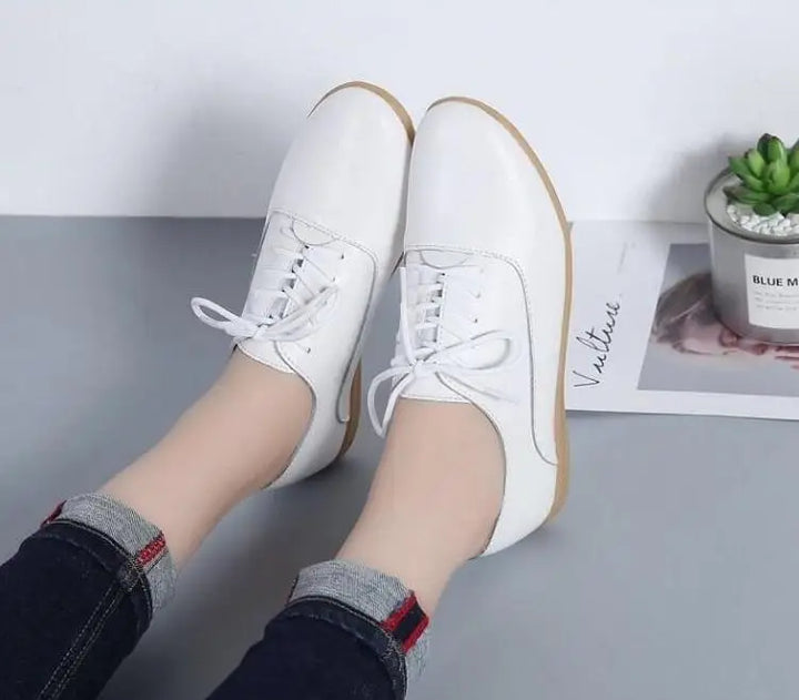 2025 New Women Flats Spring Autumn Woman Loafers Leather Female Shoes Lace up Soft Comfortable Ladies Women&