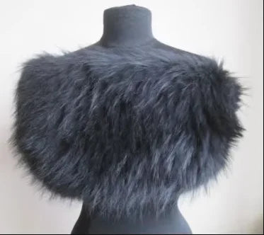 Fashion Female Knitted Wrap with Natural Raccoon Fur Warm Black/Red Autumn Winter Outerwear Silver Fox Fur Shoulder Warmer