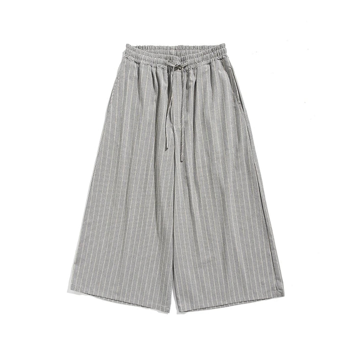 Cotton Linen Men’s Loose Wide Leg Pants Stripe Casual Jogging Trousers Men Harem Pants Fashion Japanese Streetwear Plus Size 5X