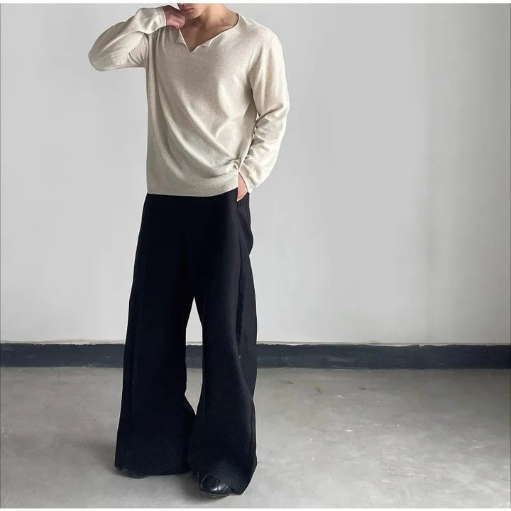 V-neck Long-sleeved T-shirt Men&