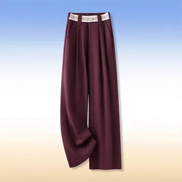 Women Linen Wide Leg Pants High Waist Narrow Straight Loose Casual Summer Trousers