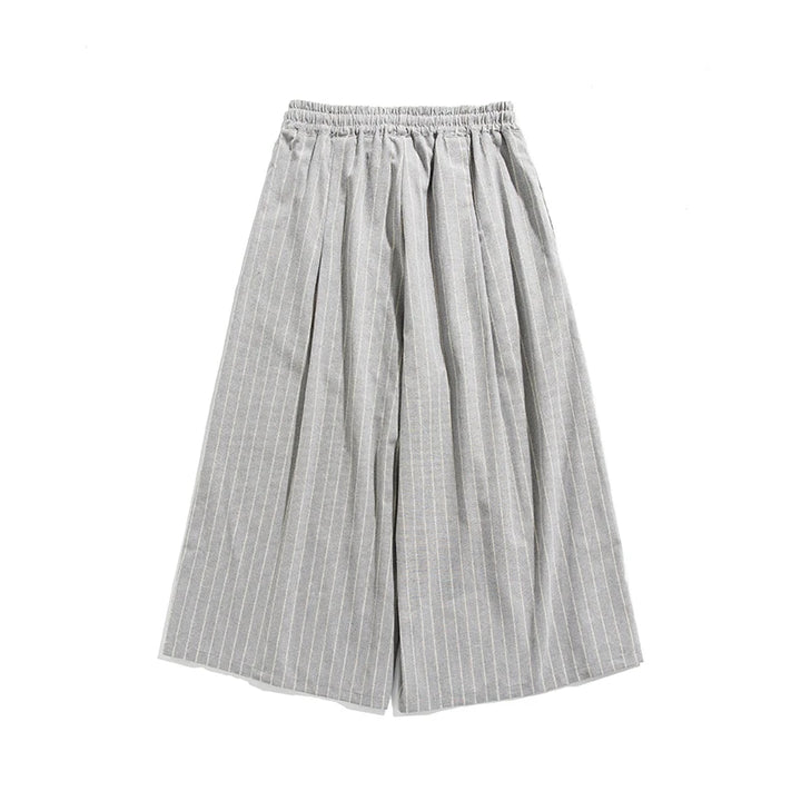 Cotton Linen Men’s Loose Wide Leg Pants Stripe Casual Jogging Trousers Men Harem Pants Fashion Japanese Streetwear Plus Size 5X