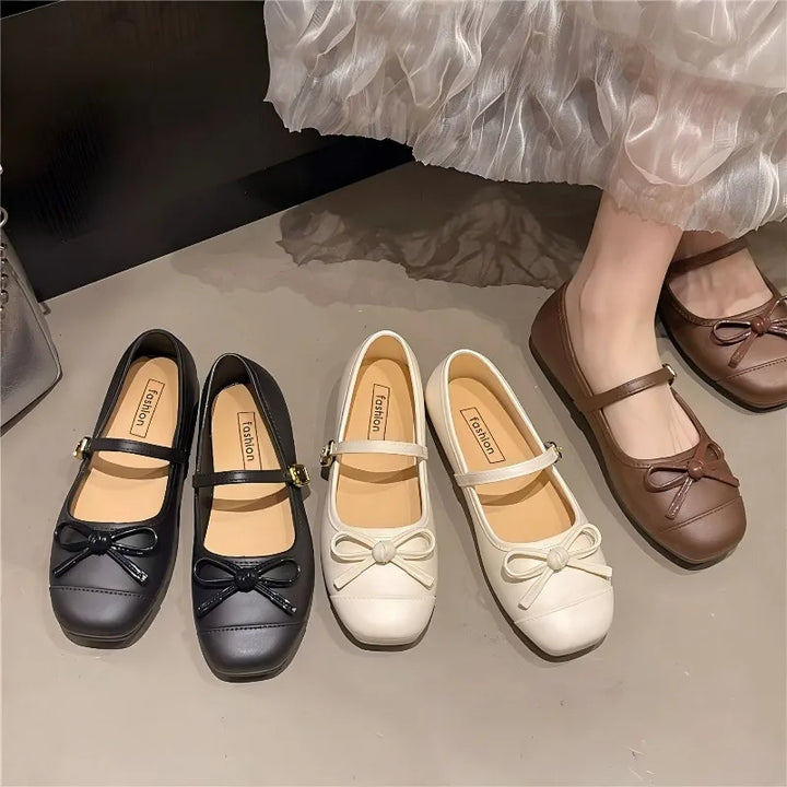French Style Mary Jane Flats Knot Soft Bottom Fashion Single Shoes for Woman Spring Summer New Korean Version Women&