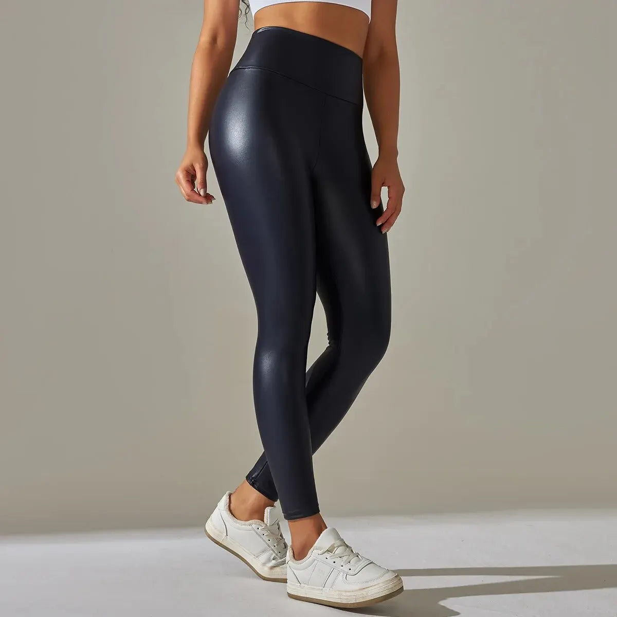New PU Leather Pants for WOMEN'S Colorful High Waisted Tight Fitting Slimming and Yoga Leggings for External Wear