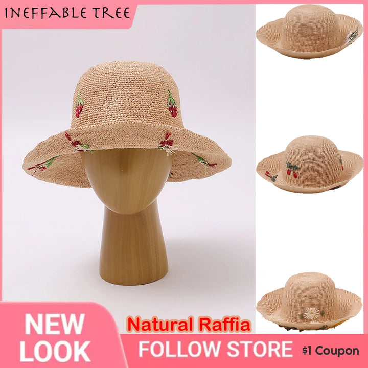 Raffia Straw Hats for Female Summer Version of The Sunscreen Wide Brim Beach Seaside Vacation Foldable Sun Cap Sombrero Hombre