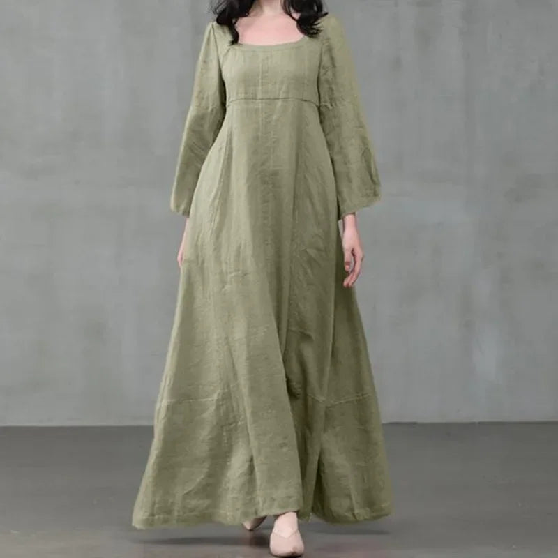 Medieval Dress Woman Costume Palace Cotton and Linen Victorian Dress Cosplay Long Maxi Dresses Kaftan Robe Black Pink Yellow