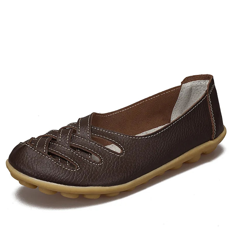 Flats for Women Comfortable Genuine Leather Flat Shoes Woman Slipony Loafers Ballet Shoes Female Moccasins Big Size 34-44