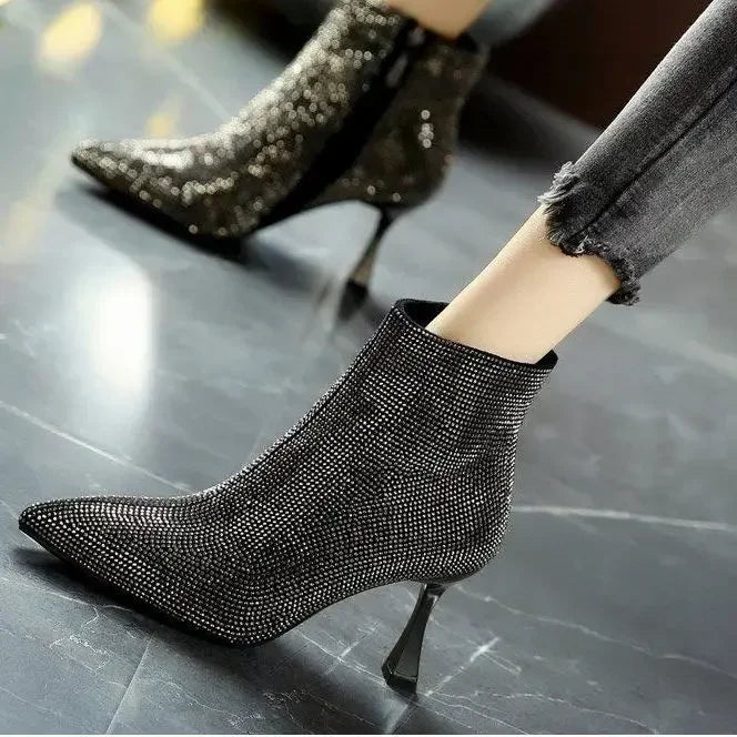 Very High Heels Heeled Female Short Shoes New In Booties Autumn Quality Chic and Elegant Large Size Warm Y2k Women&