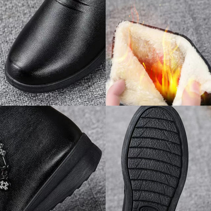 Winter Women Boots Leather Boots Warm Waterproof Cotton Shoes Soft Sole Plush Outdoor Snow Boot Non-slip Comfortable Ankle Boots