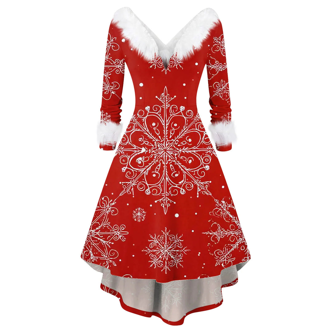 Christmas Dress Winter Ladies Christmas Printed Dress Party Dress Festive Vintage Casual Dress Christmas Day Atmosphere Clothing