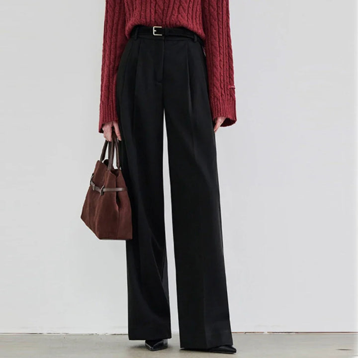 High Waist Wide Leg Straight Pants for Women Black Casual Spring Trousers
