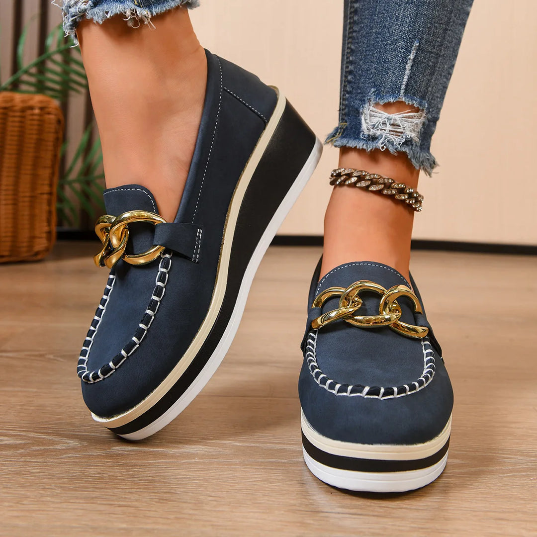 Women Platform Loafers Ladies Elegant Suede Leather Moccasins Shoes Woman Slip On Moccasin Women&